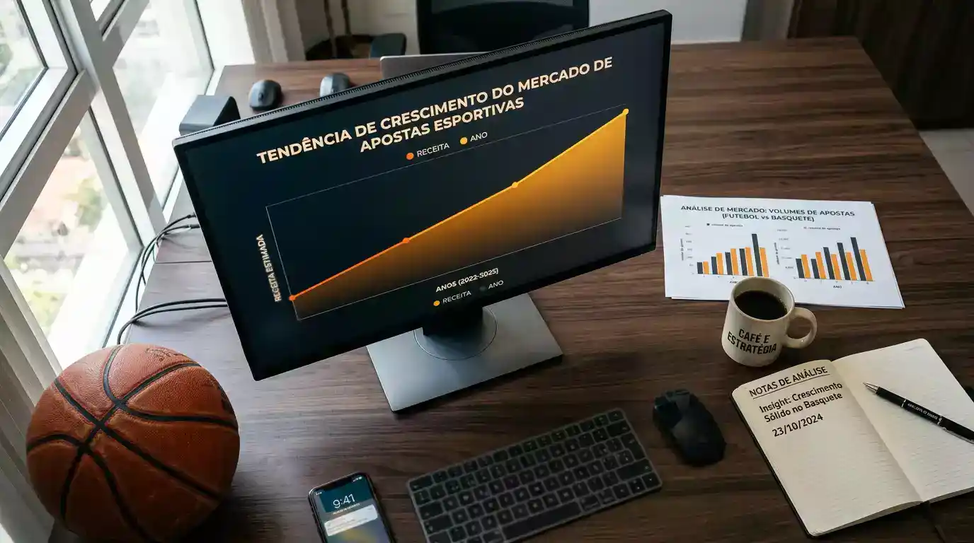 Crescimento do mercado global de apostas em basquetebol com dados de volume e projeções