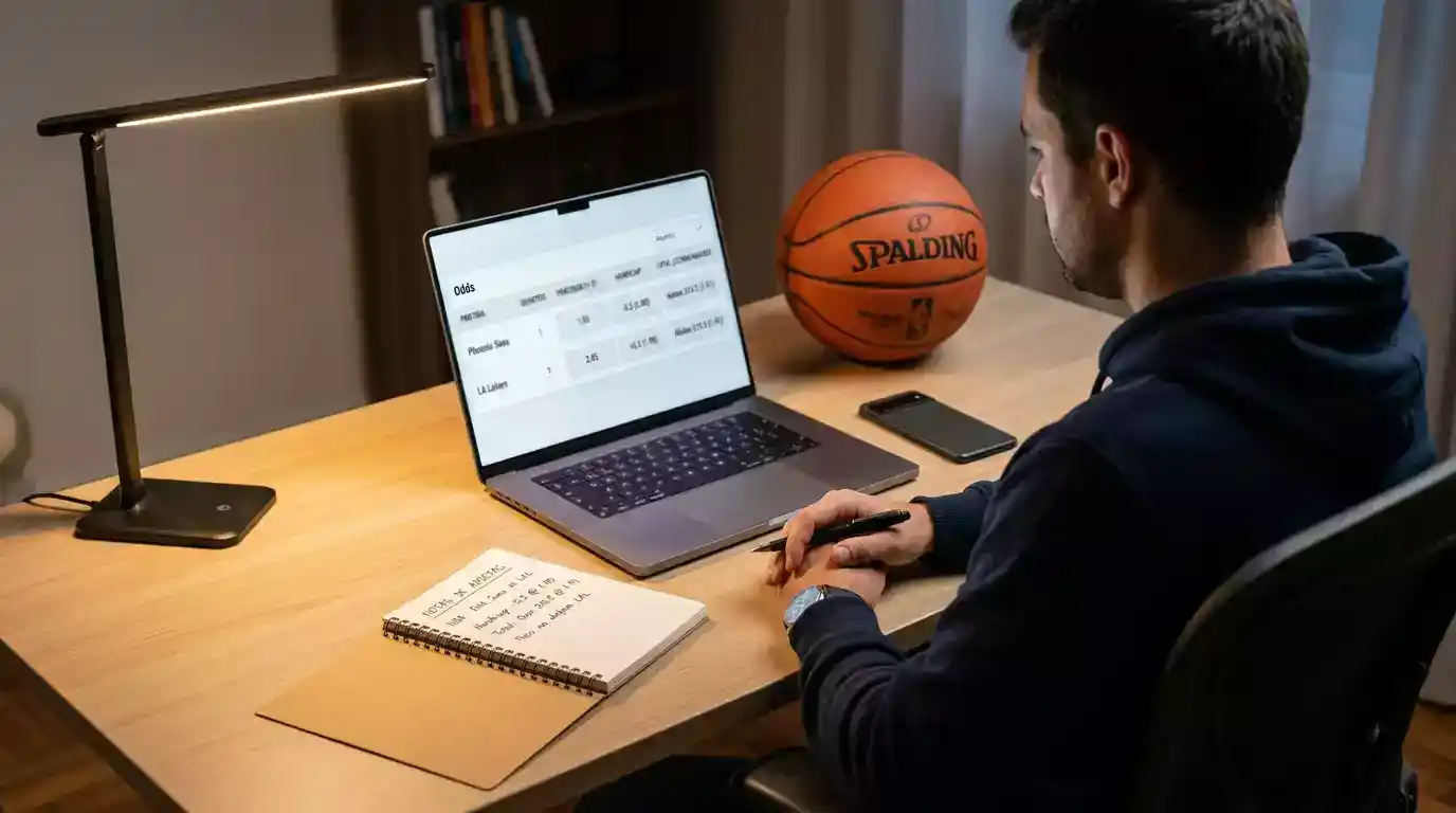 Análise de mercados de apostas NBA incluindo handicap, over/under e player props